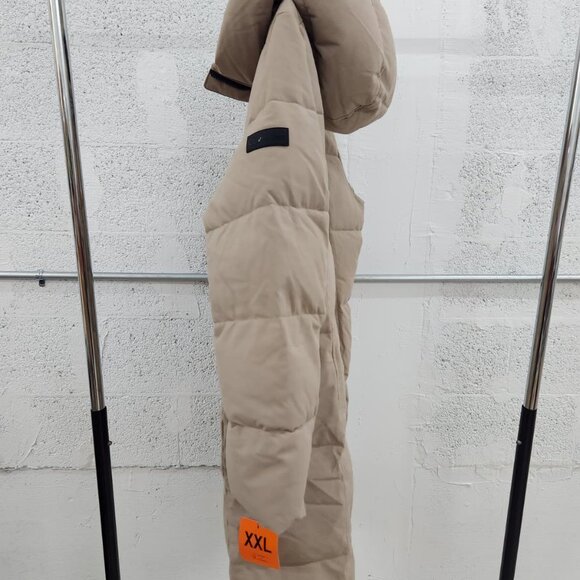 NWT Calvin Klein Women’s Faux Fur Lined Hood Oxford Puffer Jacket Tan Large - Picture 7 of 13